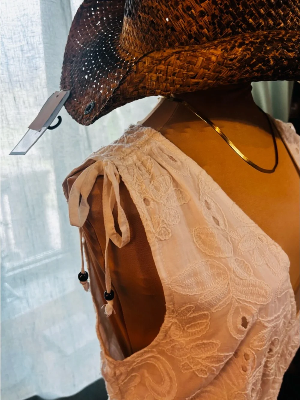 Dear John White Eyelet Sundress Size M NWT Boho Cottagecore Summer Dress - Picture 3 of 5